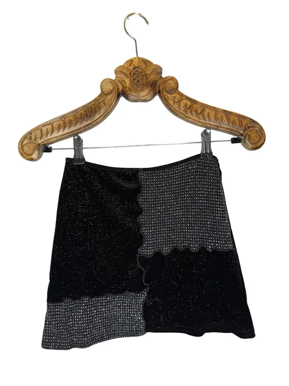 Urban Outfitters Mini Skirt 90's Patchwork Glitter Rhinestone Black A Line xs